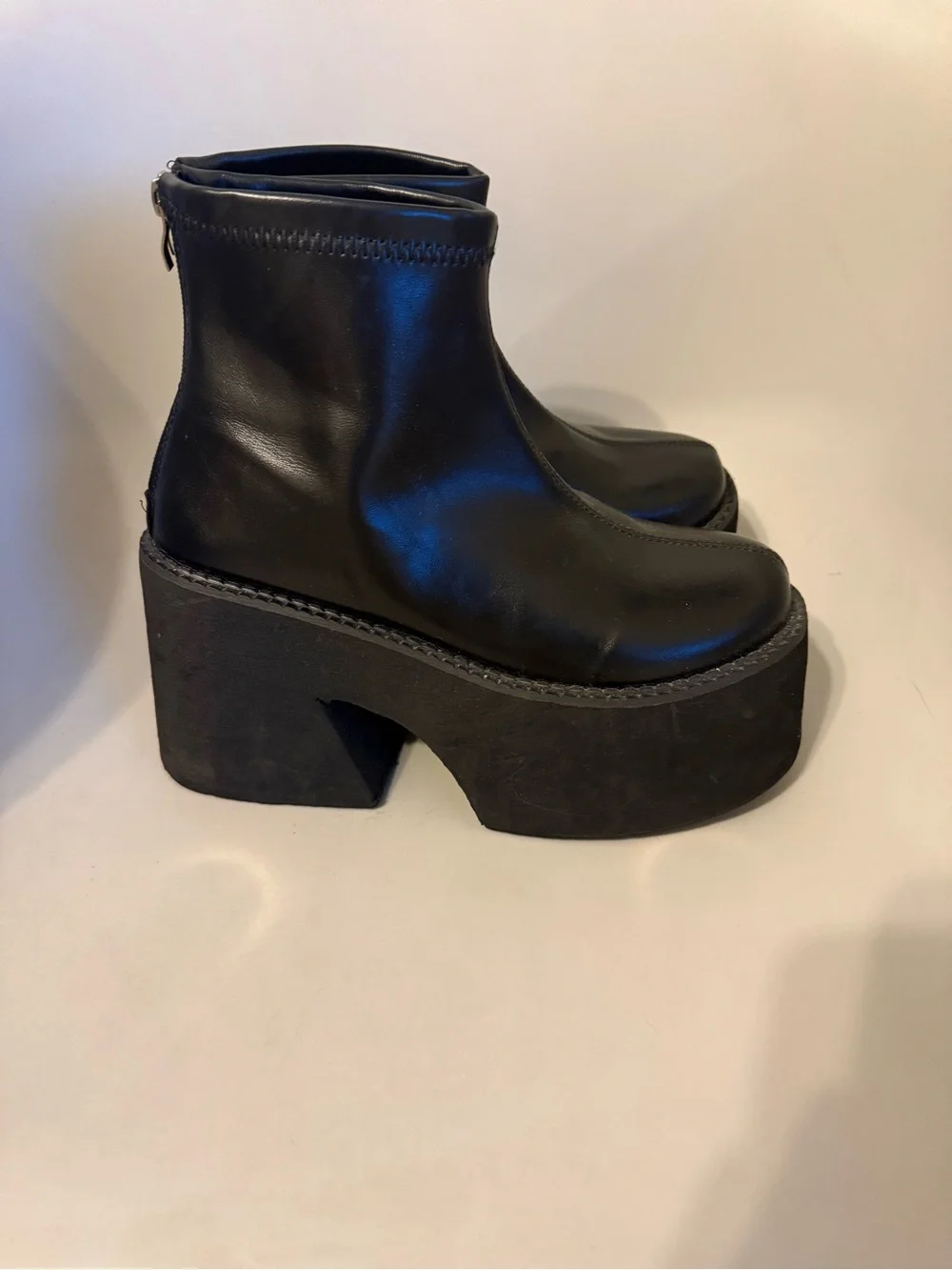Black Platform Ankle Boots - Women's Chunky Heel